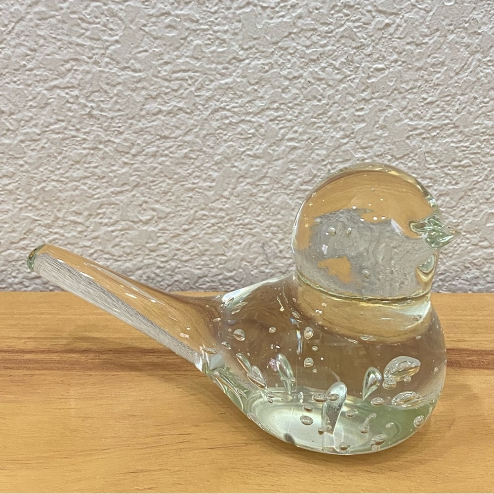 Vintage Clear Glass Bird Bullicante Controlled Glass Bird Figurine Paperweight